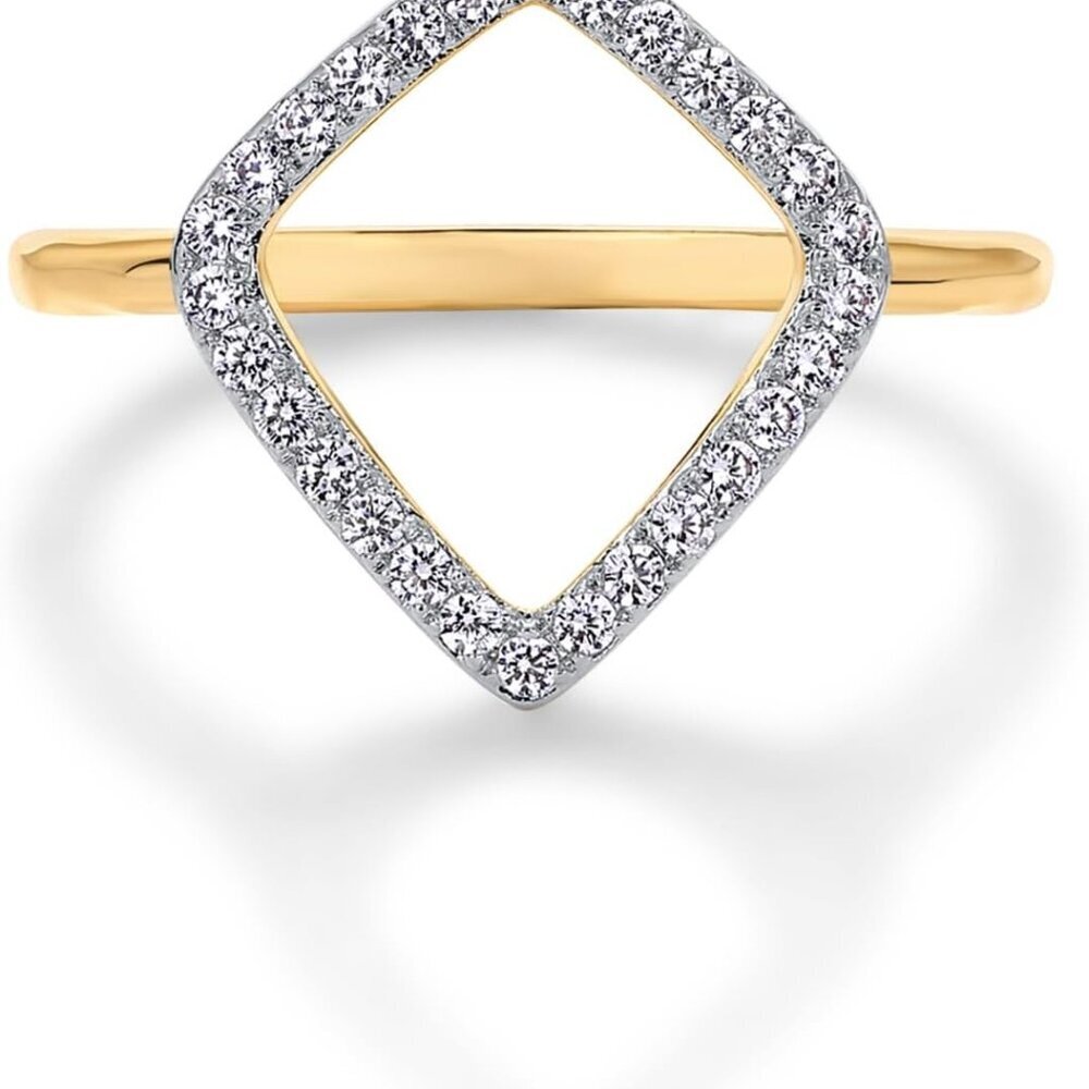 DiamondShaped Geometric Ring Gold Plated Twotone Women Jewelry Safe Durable DiamondShaped Geometric Ring Gold Plated Twotone Women Jewelry Safe Durable